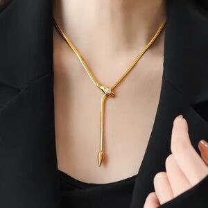 Gold Crystal Snake Loop Choker Necklace Brand New